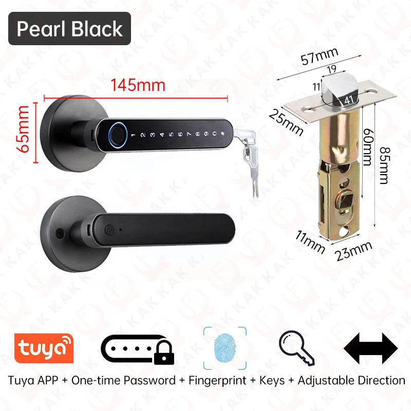 Smart Fingerprint Door Lock Black Biometric Door Lock Password Keyless Entry Door Lock with Handle Security Door Hardware