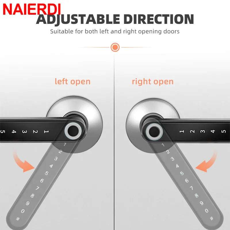 Black Biometric Security Door Lock Smart Fingerprint Lock Electronic Digital Lock Keyless Entry Door Knobs Lock Hardware