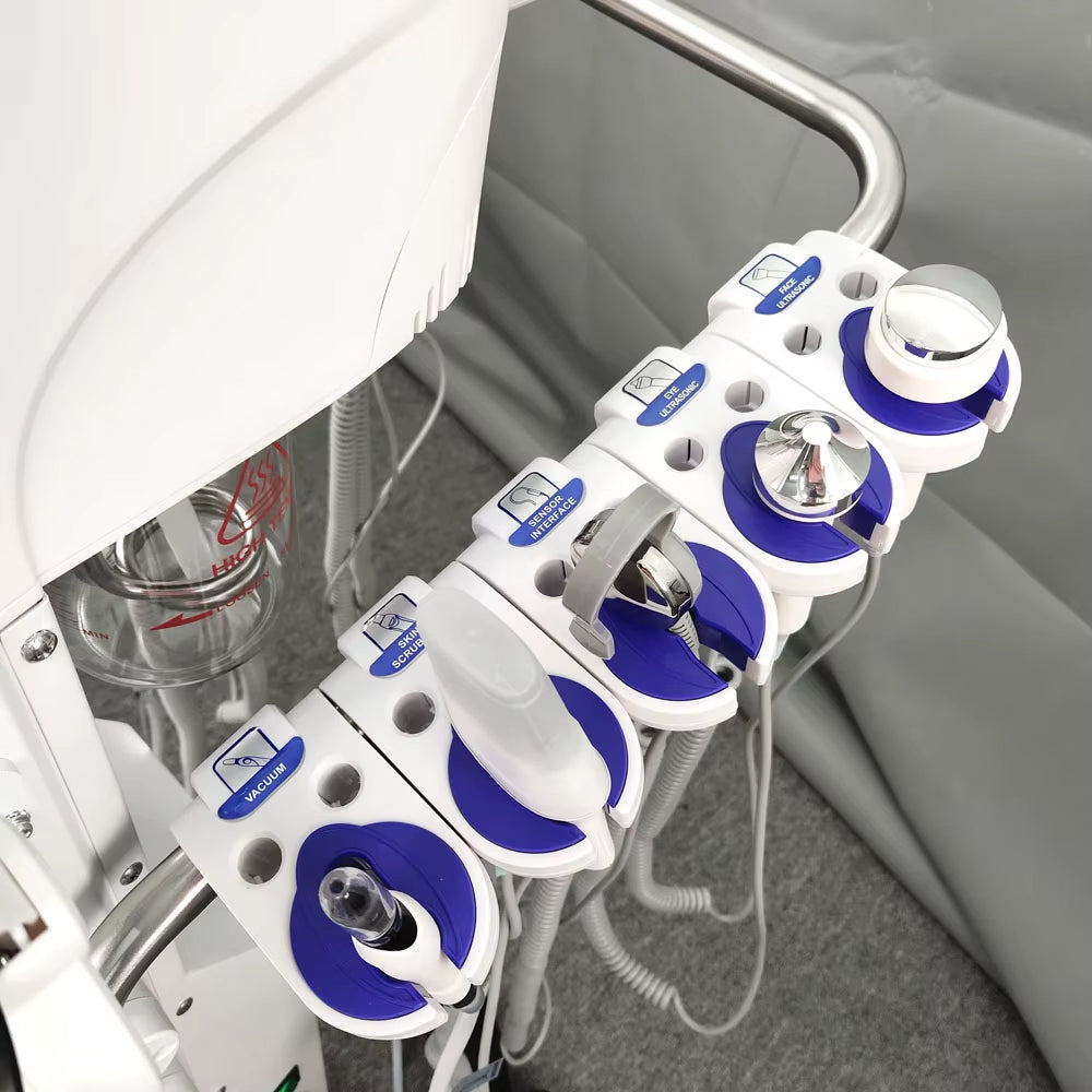 Professional 9 in 1 Hot Facial Steamer Sprayer Rotary Brush Face Cleaning Beauty Multifunctional Machine