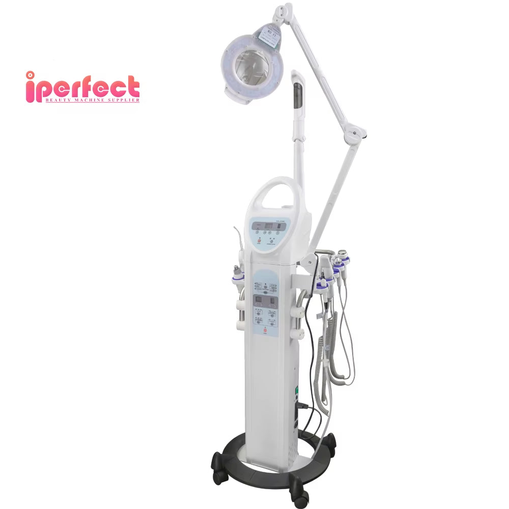 Professional 9 in 1 Hot Facial Steamer Sprayer Rotary Brush Face Cleaning Beauty Multifunctional Machine
