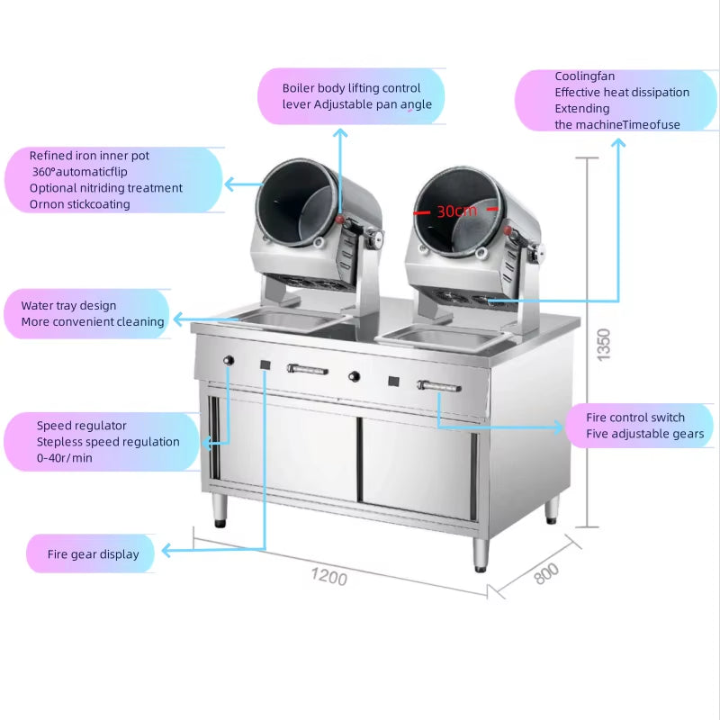 Food Cooker Intelligent Multifunctional Self Kitchen Robot Cooking Machine with Smart Programmable Functions