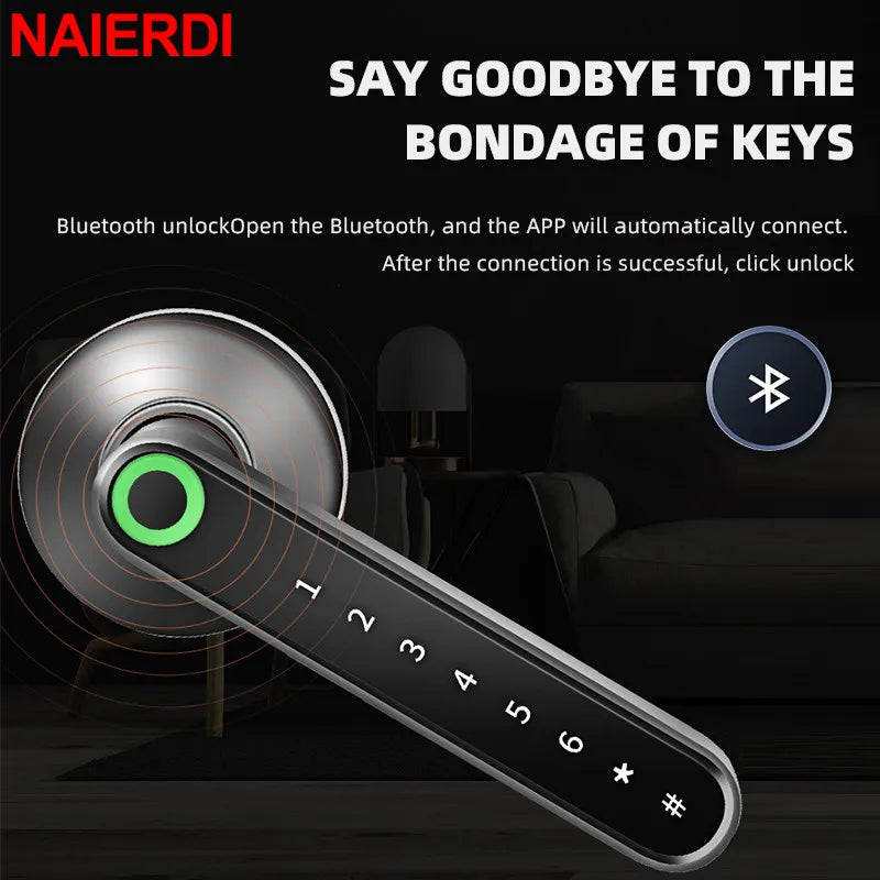 Black Biometric Security Door Lock Smart Fingerprint Lock Electronic Digital Lock Keyless Entry Door Knobs Lock Hardware