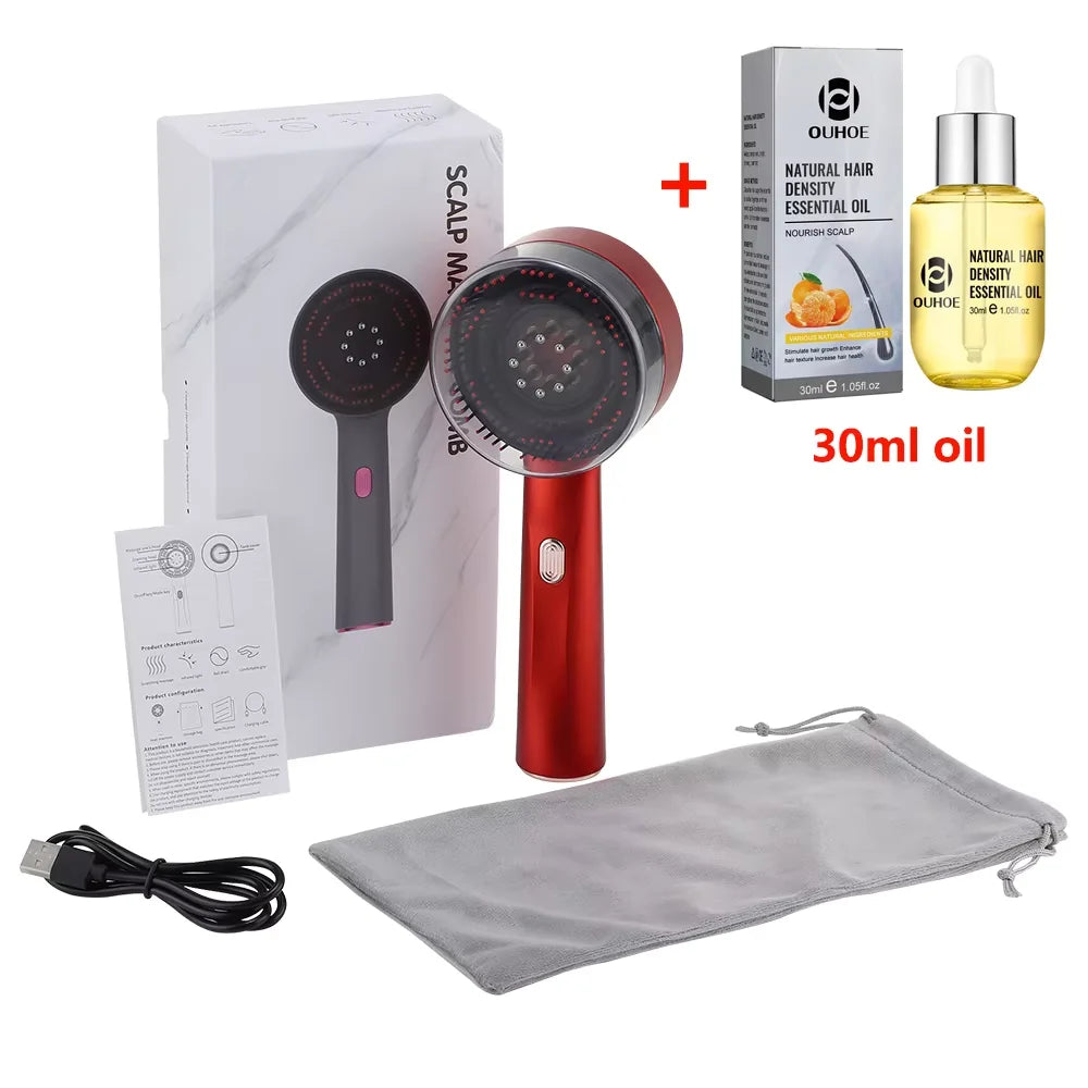 3 Modes Electric Vibration Massage Comb Red Light Hair Growth Massage Scalp Brush Oil Liquid Applicator Head Massager anti Loss
