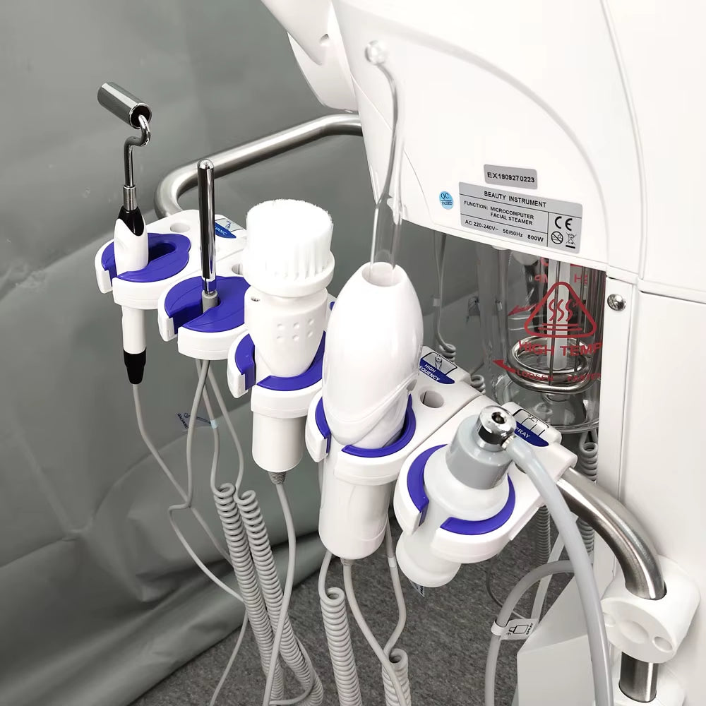 Professional 9 in 1 Hot Facial Steamer Sprayer Rotary Brush Face Cleaning Beauty Multifunctional Machine