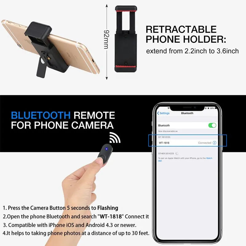 3560 Phone Tripod 140Cm Professional Video Recording Camera Photography Stand for Xiaomi HUAWEI Iphone Gopro with Selfie Remote