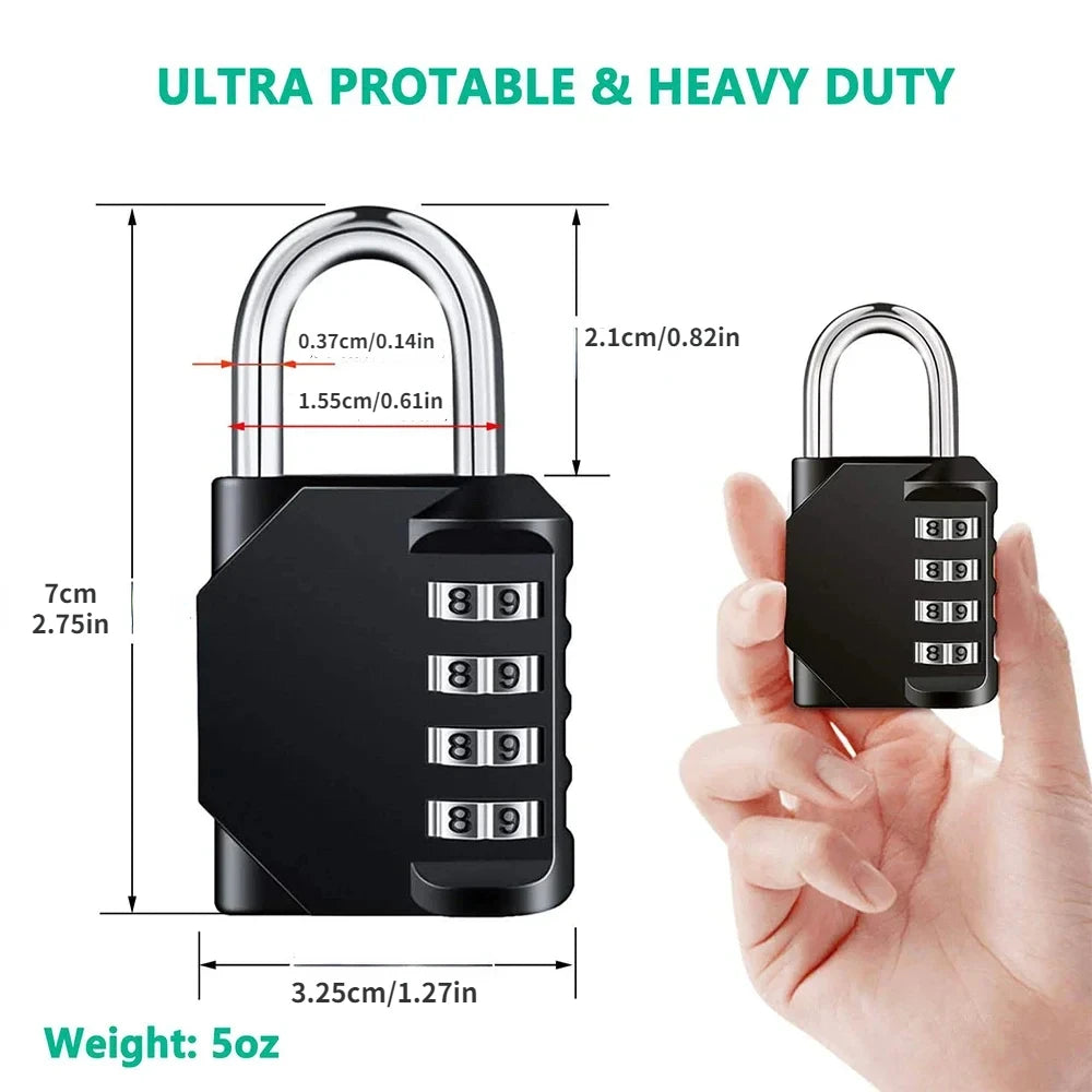 1Pc Combination Lock Resettable 4 Digit Padlock with Combination Waterproof and Heavy Duty Combination Padlock Outdoor