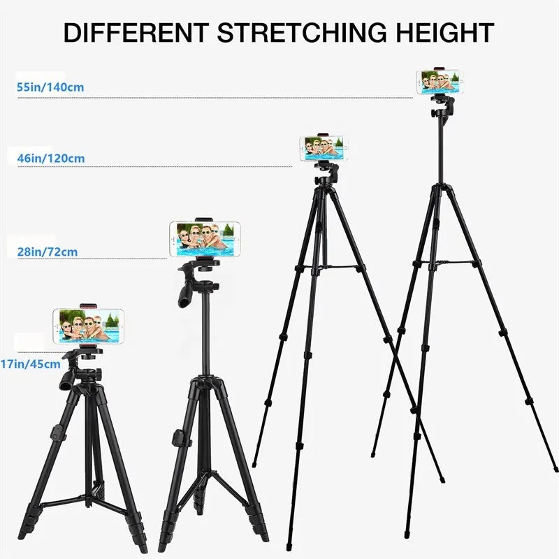 3560 Phone Tripod 140Cm Professional Video Recording Camera Photography Stand for Xiaomi HUAWEI Iphone Gopro with Selfie Remote