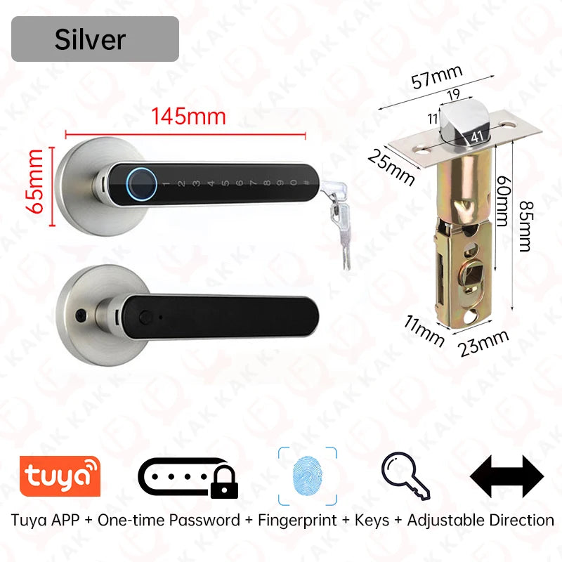 Smart Fingerprint Door Lock Black Biometric Door Lock Password Keyless Entry Door Lock with Handle Security Door Hardware