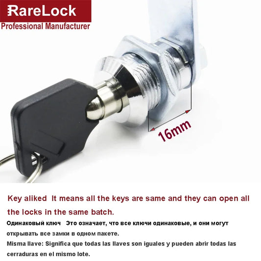 Tubular Cabinet Cam Lock for Drawer Mailbox Tool Box Game Machine DIY Furniture Hardware Rarelock MMS348 G