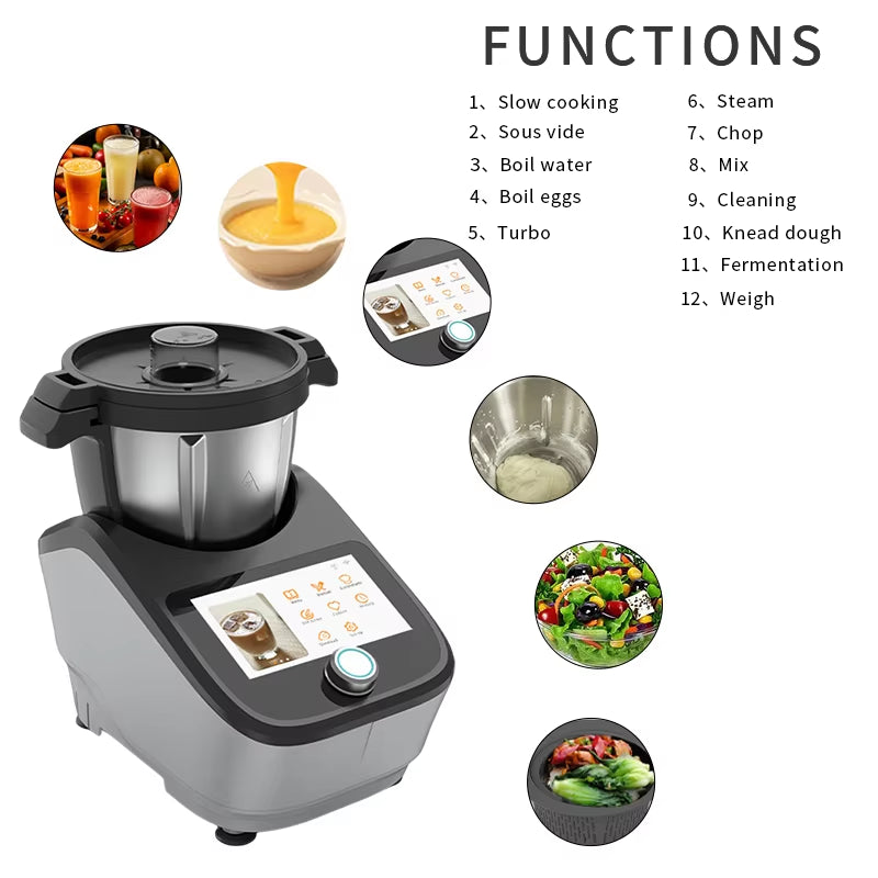 Multifunctional Kitchen Robot Blender Smart Food Processor with Meat Grinder and Wifi