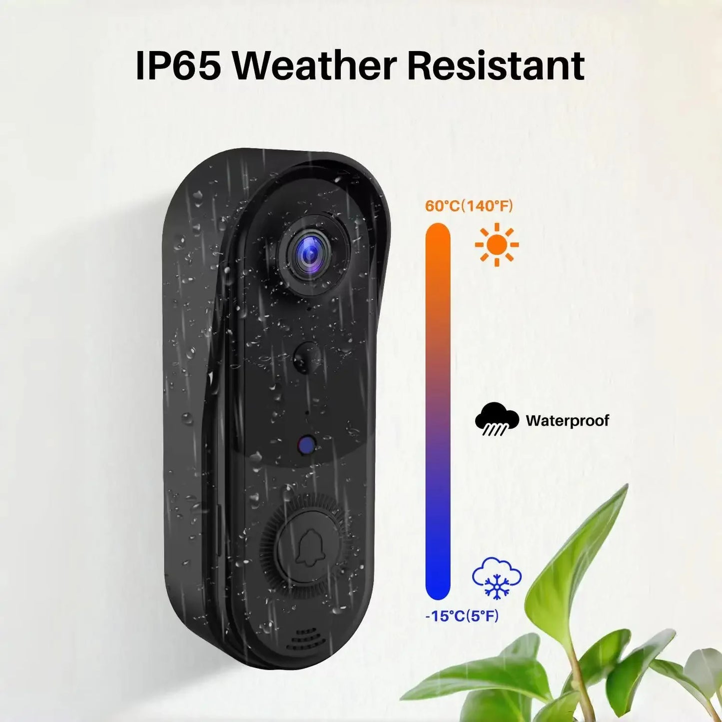Smart Home Security Doorbell with Wifi Connection and Two-Way Audio Communication Outdoor Wireless Wifi Doorbell