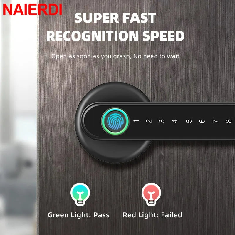 Black Biometric Security Door Lock Smart Fingerprint Lock Electronic Digital Lock Keyless Entry Door Knobs Lock Hardware