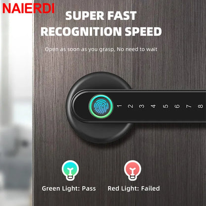Black Biometric Security Door Lock Smart Fingerprint Lock Electronic Digital Lock Keyless Entry Door Knobs Lock Hardware