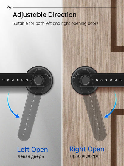 Smart Fingerprint Door Lock Black Biometric Door Lock Password Keyless Entry Door Lock with Handle Security Door Hardware