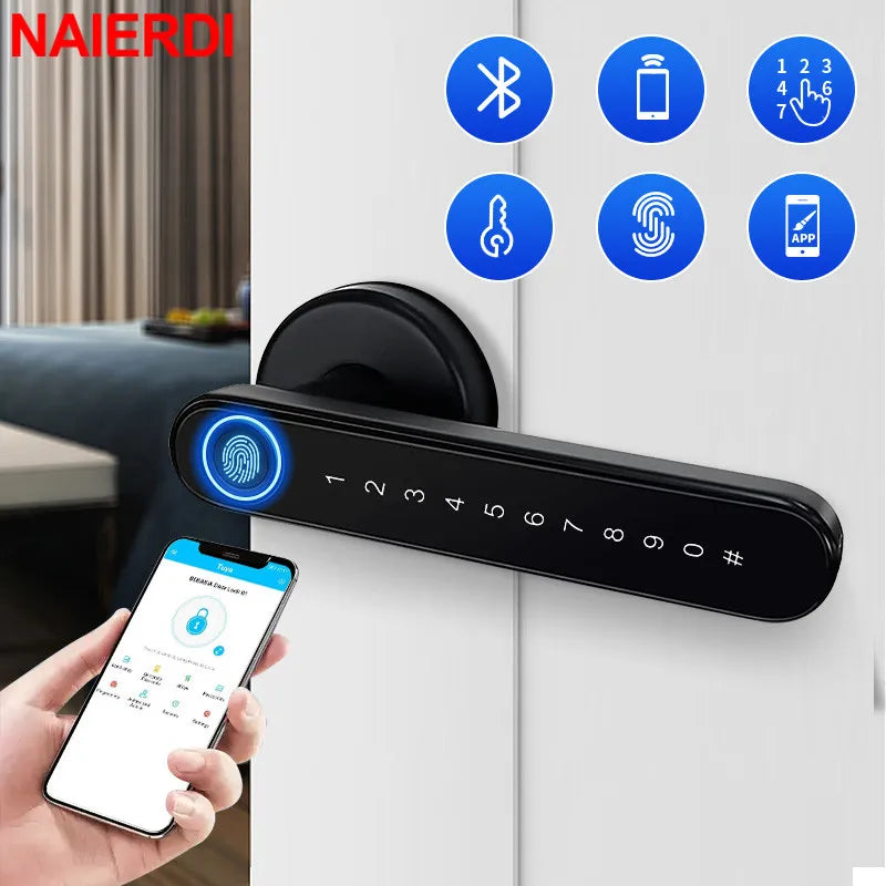 Black Biometric Security Door Lock Smart Fingerprint Lock Electronic Digital Lock Keyless Entry Door Knobs Lock Hardware
