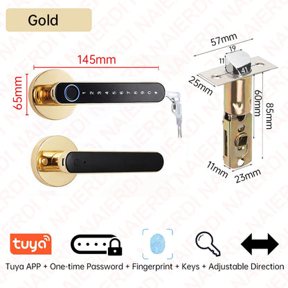 Black Biometric Security Door Lock Smart Fingerprint Lock Electronic Digital Lock Keyless Entry Door Knobs Lock Hardware
