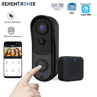 Smart Home Security Doorbell with Wifi Connection and Two-Way Audio Communication Outdoor Wireless Wifi Doorbell