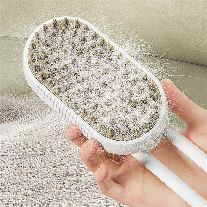 3-in-1 Electric Spray Cat and Dog Grooming Brush with Massage Function and Hair Removal Combs
