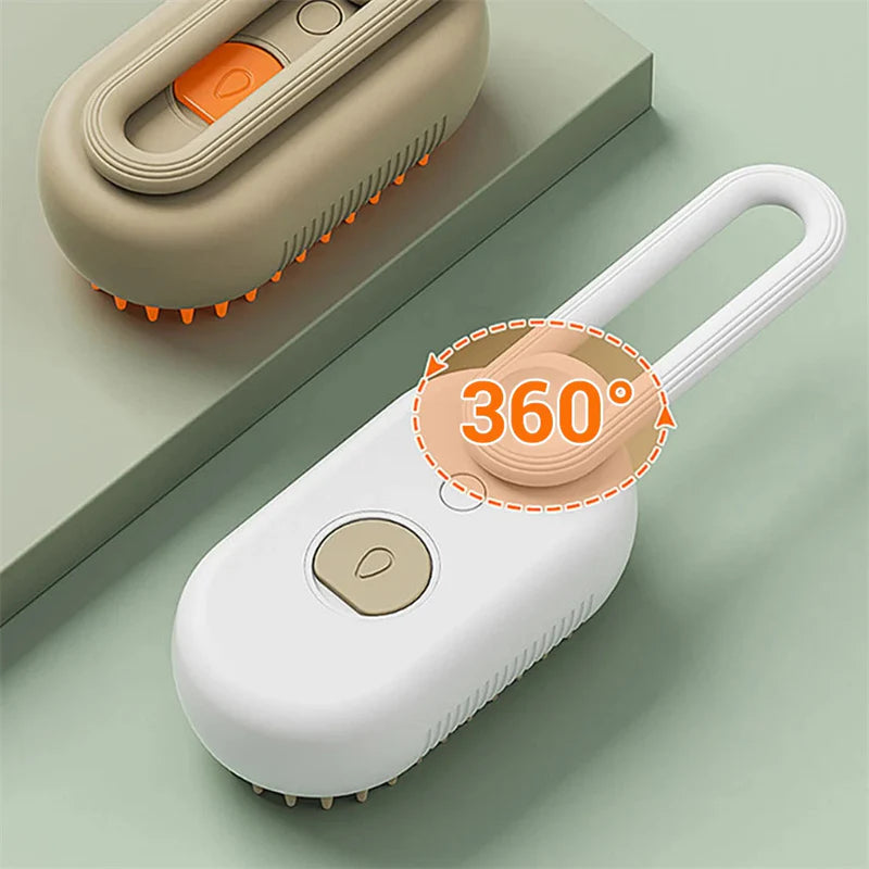 3-in-1 Electric Spray Cat and Dog Grooming Brush with Massage Function and Hair Removal Combs