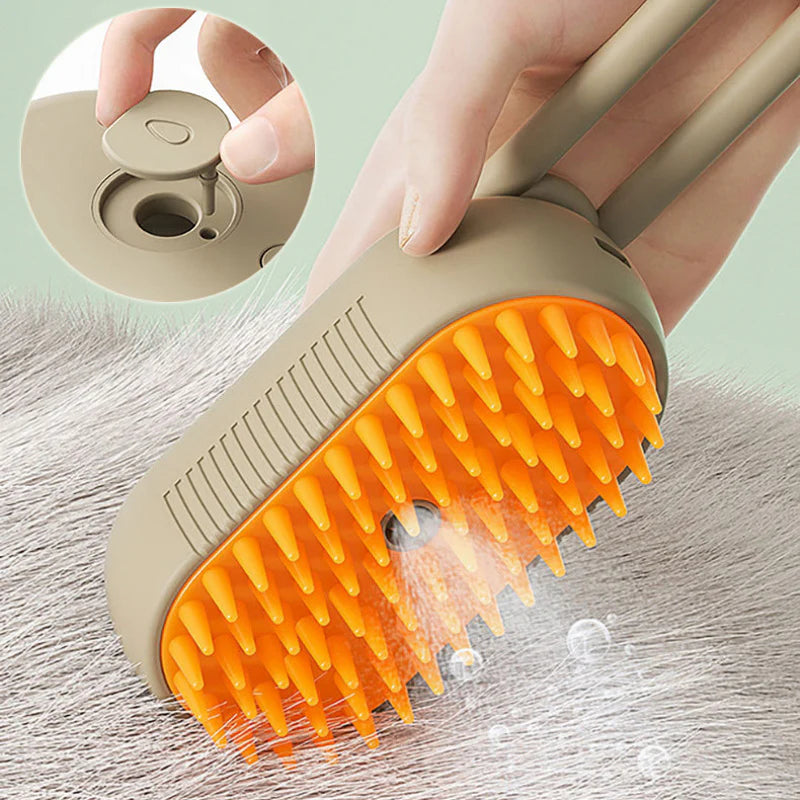 3-in-1 Electric Spray Cat and Dog Grooming Brush with Massage Function and Hair Removal Combs