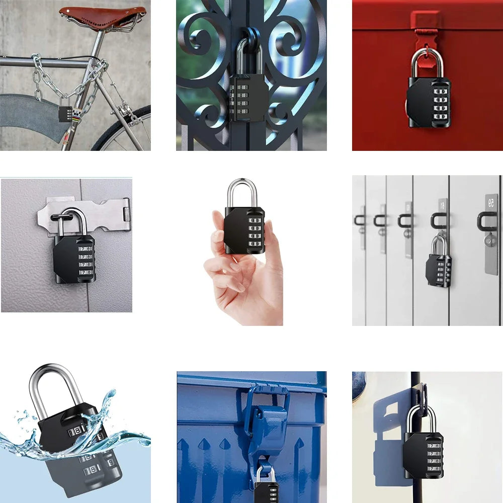 1Pc Combination Lock Resettable 4 Digit Padlock with Combination Waterproof and Heavy Duty Combination Padlock Outdoor