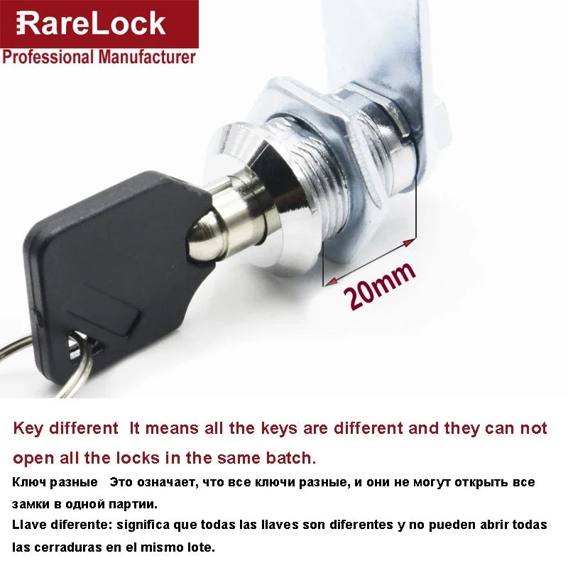 Tubular Cabinet Cam Lock for Drawer Mailbox Tool Box Game Machine DIY Furniture Hardware Rarelock MMS348 G