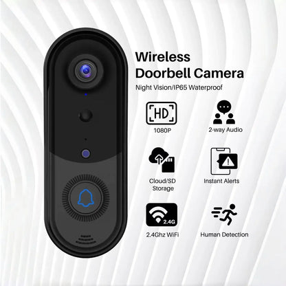Smart Home Security Doorbell with Wifi Connection and Two-Way Audio Communication Outdoor Wireless Wifi Doorbell