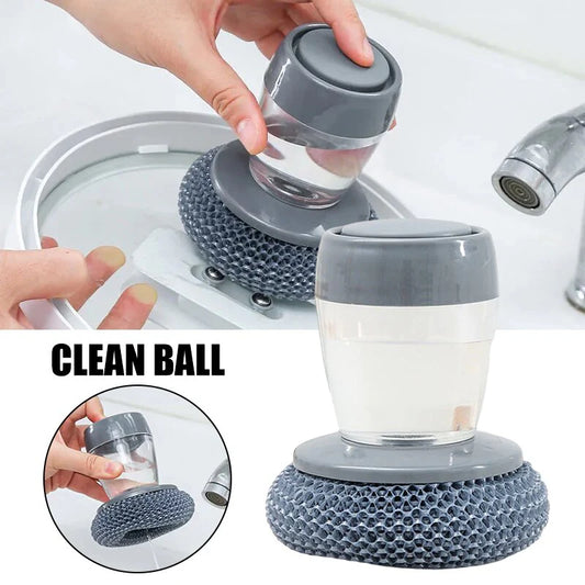 Multifunctional Pressing Cleaning Brush Built-In Liquid Storage Tank Kitchen Dishwashing Pot Cleaning Durable PRE